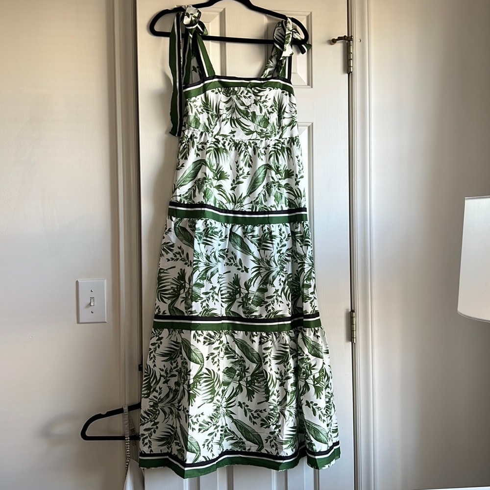 Palm print floor length maxi dress